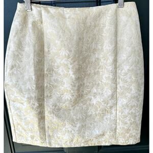 Uttam Boutique S 6 Gold and Cream Brocade Back Zip Skirt Event Going Out Dressy